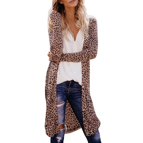 New ! Sexy Leopard Print Cardigan Duster - Picture 3 of 6